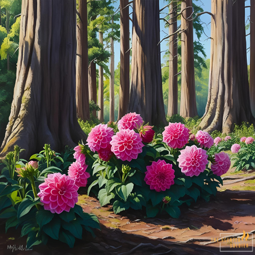 Magenta Dahlia & Woods